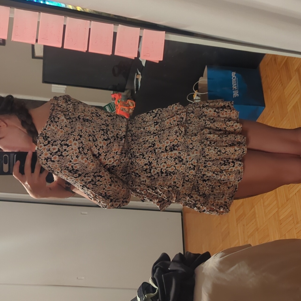 Patrons of Peace Black and Cream Floral Mini Dress - Picture 4 of 5